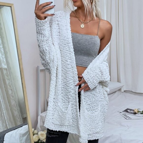 MODA ME COUTURE Sweaters - CASUAL DOLLZ Go to Popcorn Knit Open Front Cardiga
